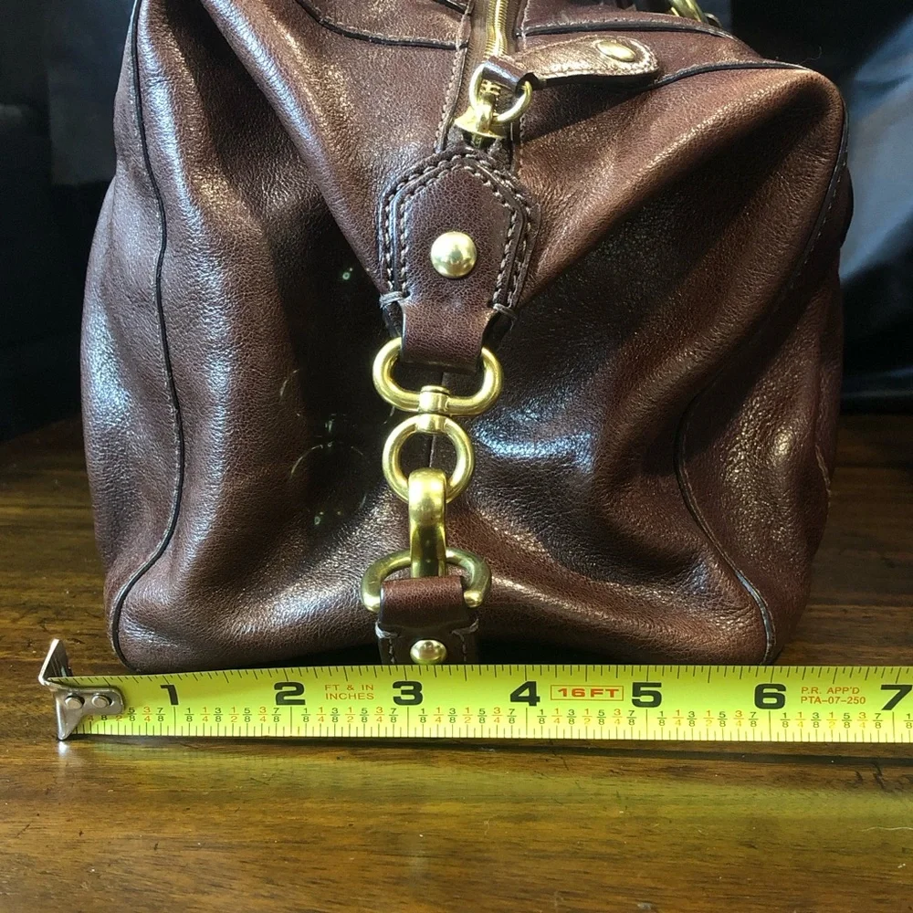 Vintage COACH Full Grain Brown Leather Top Handle Shoulder Bag NWOT